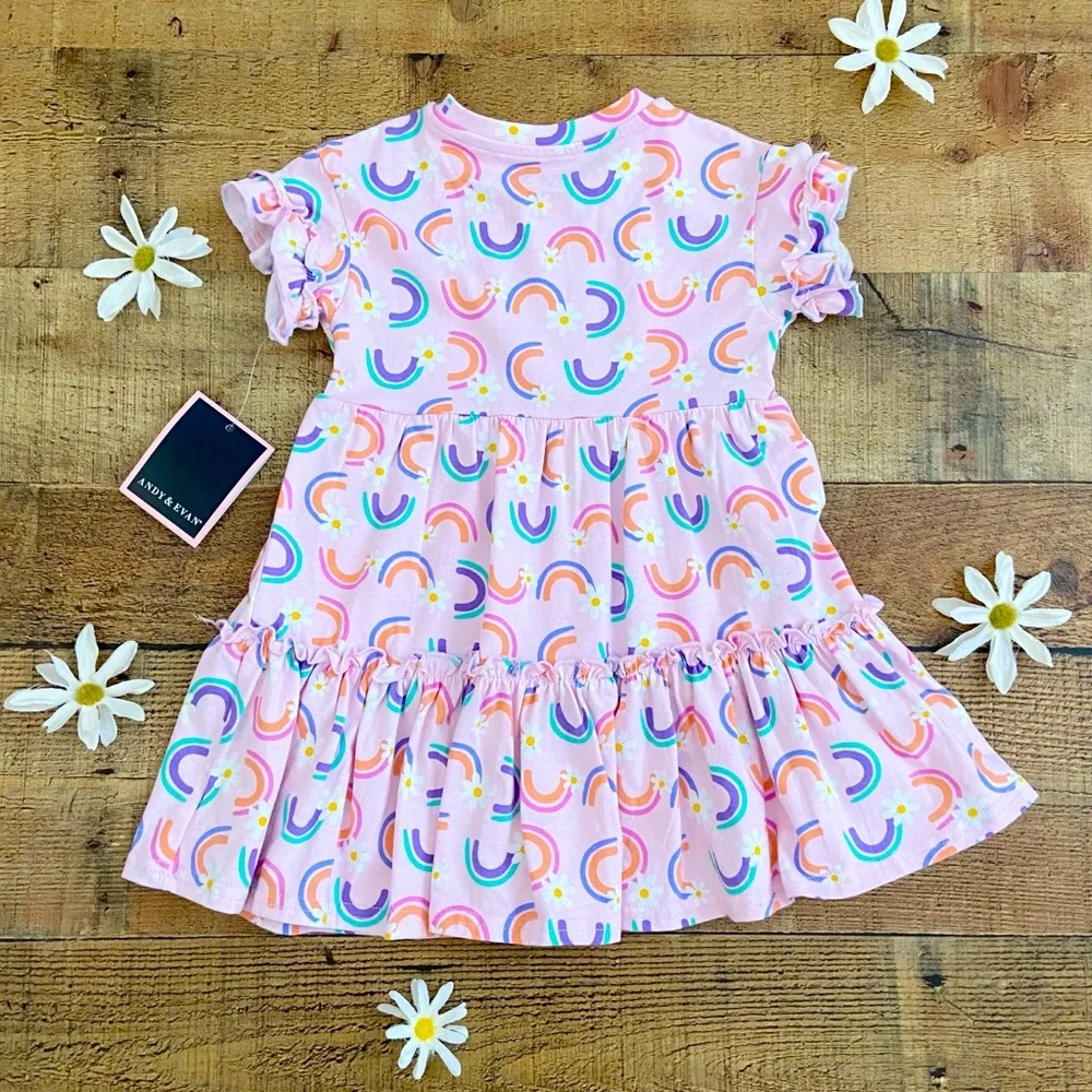 DRESSES (2) Pink Rainbow Daisy Summer Dress NWT + Mint Green Eyelet Dress